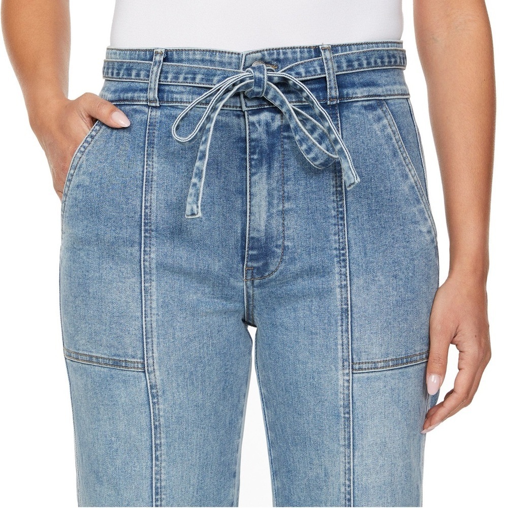 Hudson Mid Rise Tie Waist Wide Leg Cropped Light Wash Jeans 27 4 - Picture 3 of 12